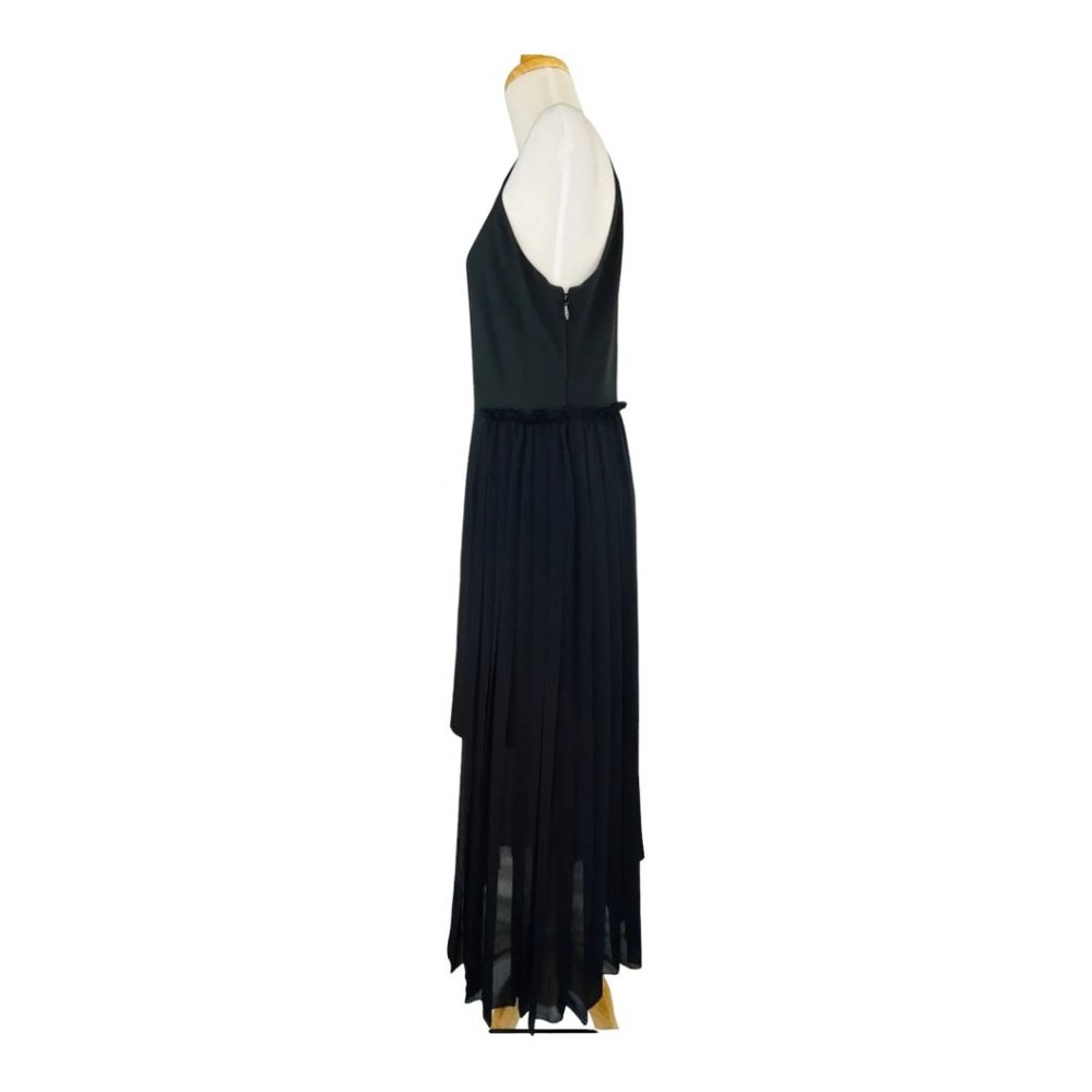 Rachel Roy High Neck Crepe Dress With Chiffon Overlay Black NWT Sz 8 Hi Low - Picture 10 of 11